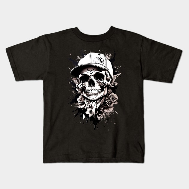 Gansta Skull Kids T-Shirt by Buff Geeks Art